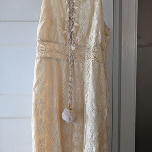 SHEIN Cream Lace Maxi Dress